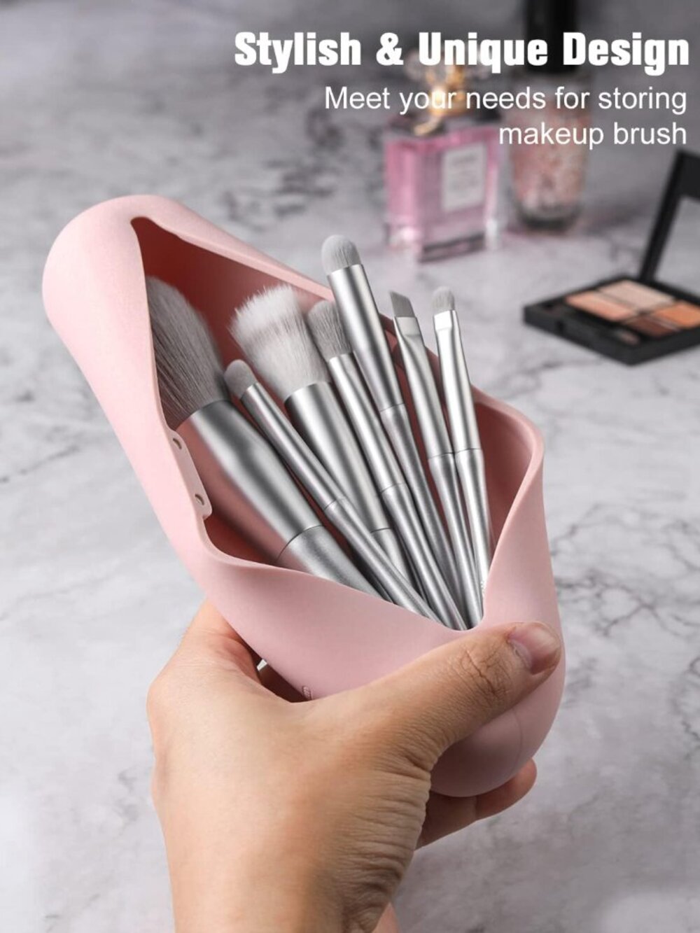 Travel Makeup Brush Holder, Magnetic Anti-fall Out Silicon Portable Cosmetic Fac - Picture 4 of 7